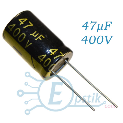 Конденсатор 47uF 400V, (16*26) 105°C, Low ESR