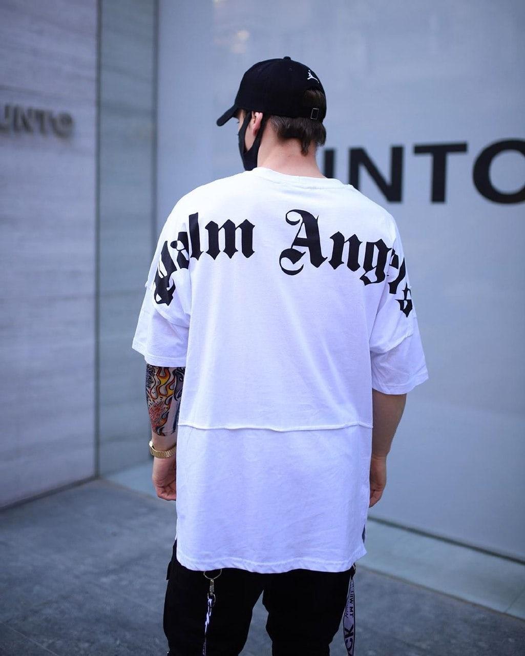 Футболка Palm Angels oversize x white чоловіча чоловіча футболка вільного крою палм ангелс, фото 1