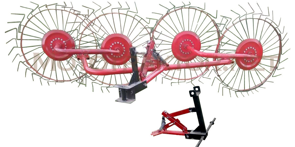Граблі для мотоблока 4 посилені колеса, фото 1