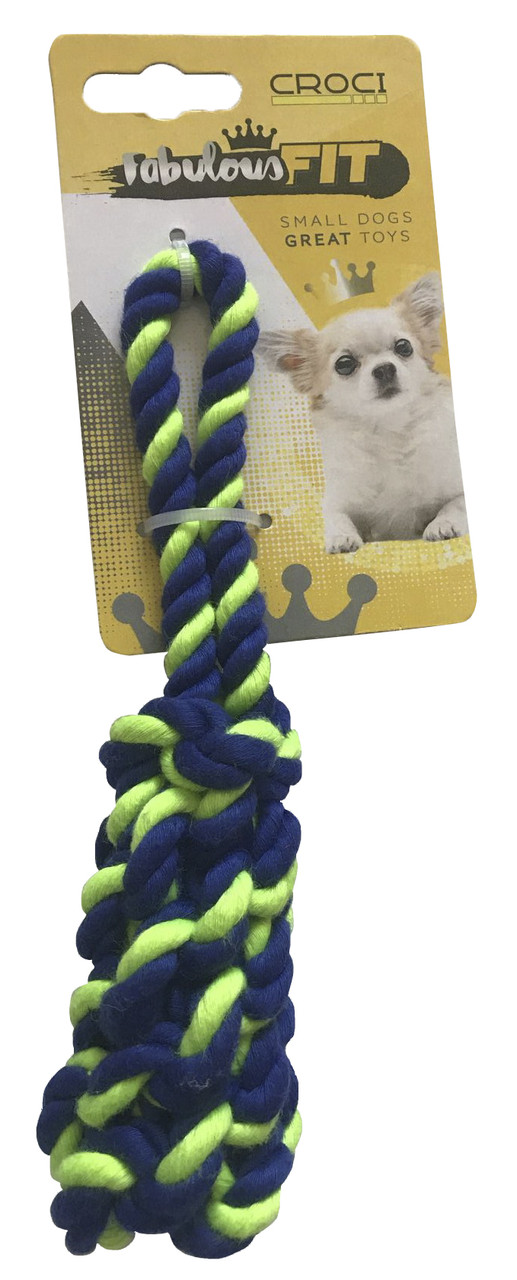 Іграшка для собак малих порід плетена кістка з канату 19 см Croci зелена, фото 1