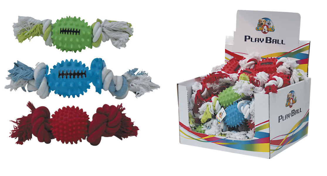 Іграшка для собак гумовий м'яч з канатом 25 см Croci, фото 1