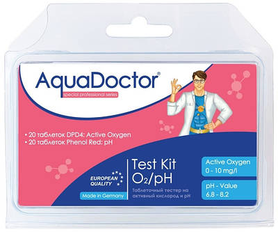 Таблетковий тестер AquaDoctor Test Kit O2/pH (20 тестів)
