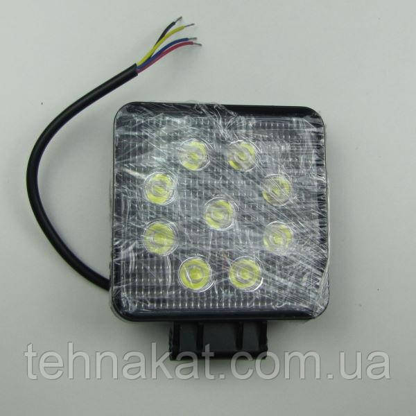 Фара LED квадратная 27W широкий луч + LED кольцо - фото 1 - id-p1200429964