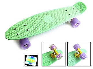 Скейтборд Penny Board Пені борд 22 м'ятний колір, що світяться колеса.