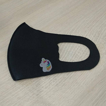 Маска на обличчя Дитяча Пітта Black Маленький одноріг, фото 1