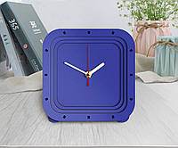 Синій годинник Квадратний синій годинник Настільний годинник Годинник сині Годинник квадратний Білий стрілки Годинник для офісу 15 см