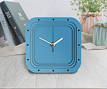 Квадратні блакитні годинники Блакитні годинники Настільні годинники блакитні Годинники блакитні Годинники квадратні Білі стрілки 15 см