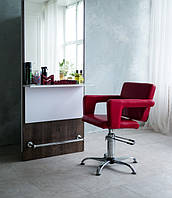 Стильное кресло парикмахерское с подлокотниками Maria М003 Гидравлика, Хромированное пятилучье