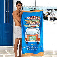 Пляжное полотенце Shamrock голубого цвета с рисунком