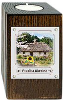 Декоративний підсвічник метал/дерево "Україна" - "Хата з соняшником"