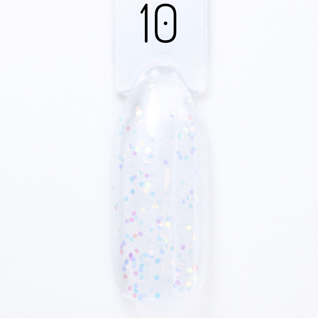 Гель-лак для нігтів Bravo №10 Білий з блискітками White with glitter 10мл