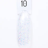 Гель-лак для нігтів Bravo №10 Білий з блискітками White with glitter 10мл