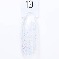 Гель-лак для нігтів Bravo №10 Білий з блискітками White with glitter 10мл