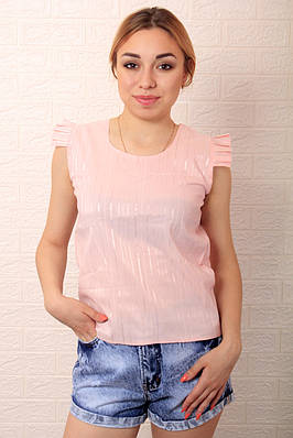 Рожева блузка з рюшами на плечах,РОЗМІР ТІЛЬКИ 42