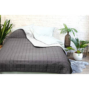 Покривало в евро розмірі стеганное двостороннє "Дует" 210х220 см графіт