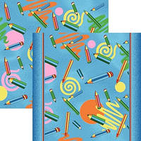 Дитячі килимки з ворсом сині Олівці