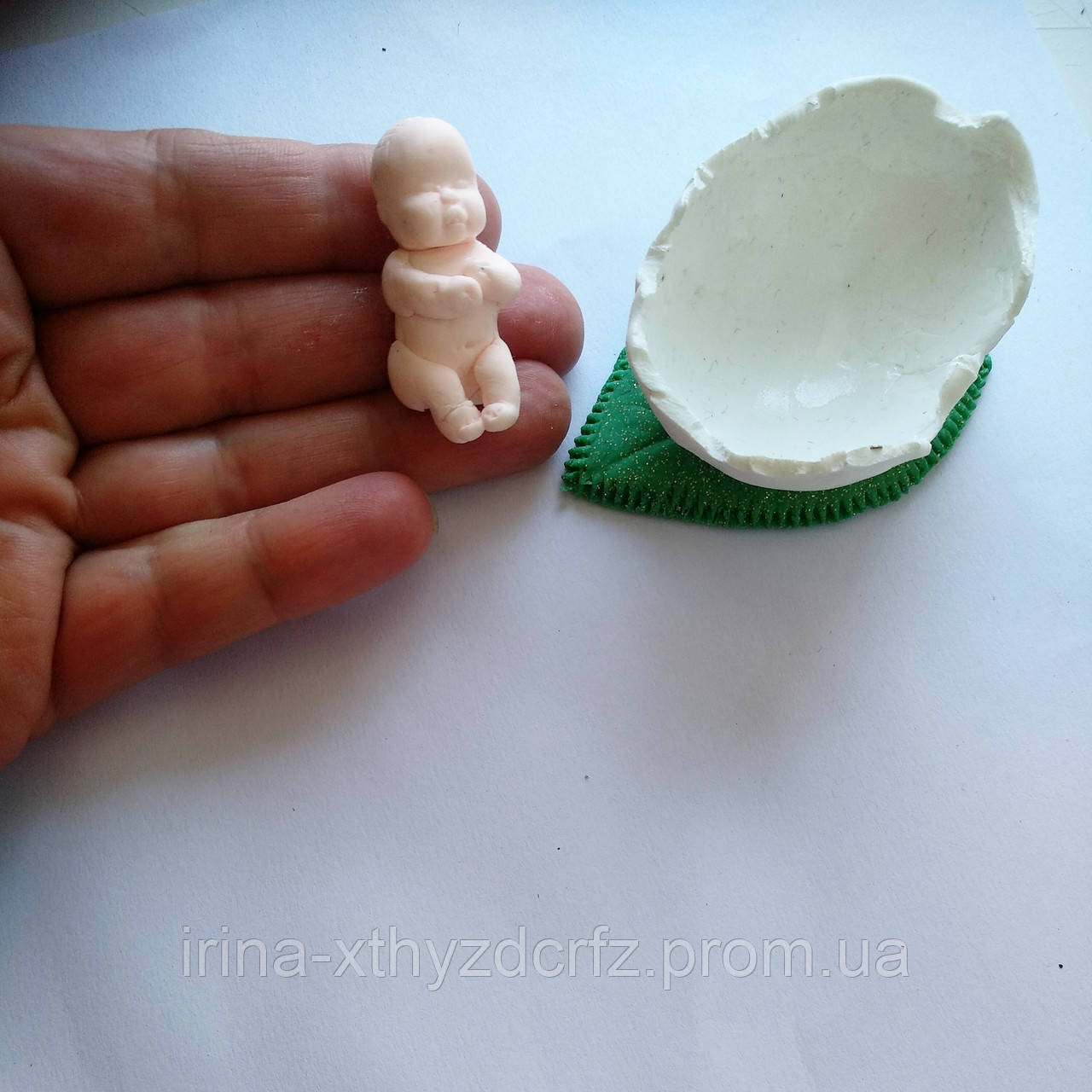 Лялька мініатюрний немовля з полімерної глини, фото 1