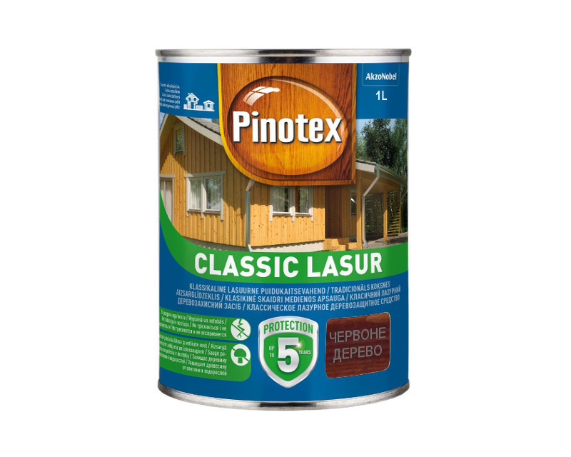 Лазурь-лак антисептический PINOTEX CLASSIC LASUR для древесины матовый красное дерево 1л - фото 2 - id-p1200699973