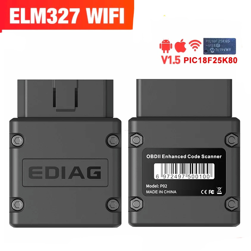 ДІАГНОСТИЧНИЙ АВТОСКАНЕР EDIAG ELM327 V1.5 WIFI PIC18F25K80 Android/IOS