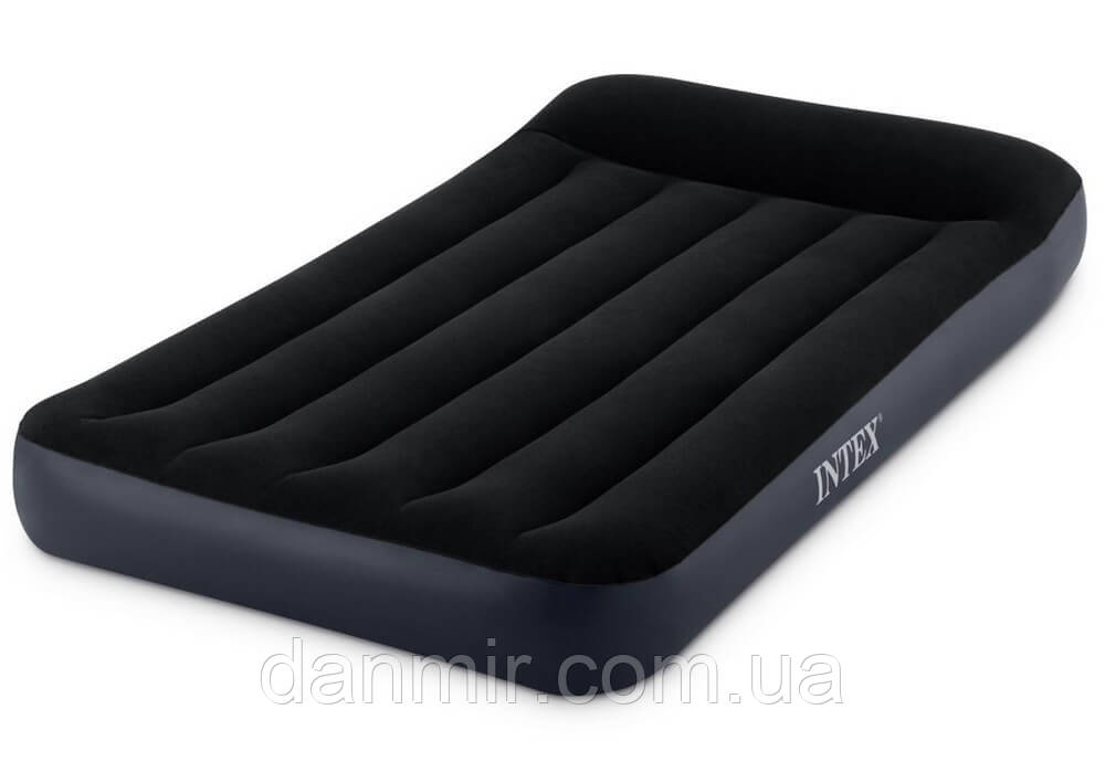 Надувний матрац Intex 66767 (191*99*23 см), велюровий, з підголовником