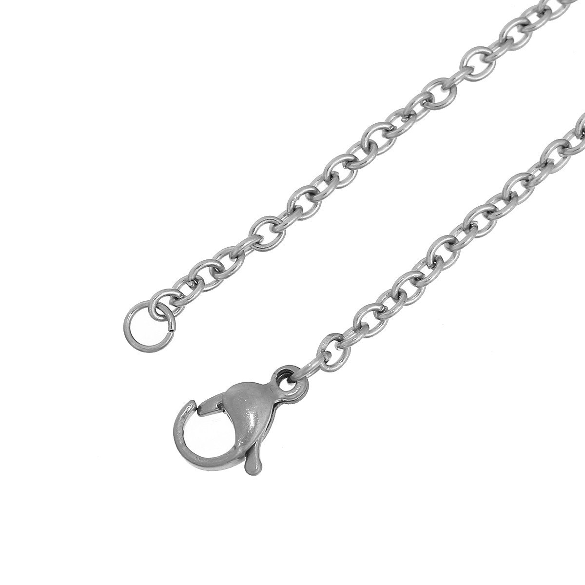 Основа для підвіски, Ланцюжок на шию, Ланка: 3 x 2.5 mm, Колір: метал, Нержавіюча сталь, 59.5 см довжина, фото 1