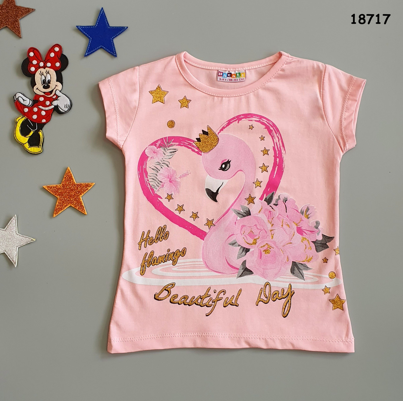 Футболка "Фламінго" для дівчинки. 86-92 см, фото 1