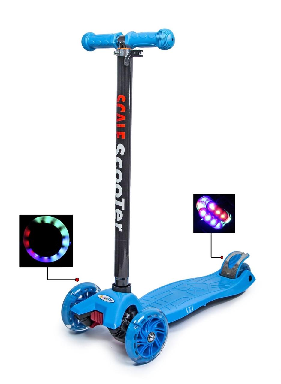 Самокат дитячий Scale Scooter Maxi Світяться колеса до 60 кг від 3 років Блакитний