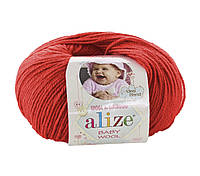 Пряжа Baby Wool 50гр - 175м (56 Красный) Alize, Детская пряжа (40%-шерсть, 20%-бамбук, 40%-акрил,Турция