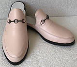 Мюли в стилі Gucci жіночі.! Сабо на низькому ходу з закритим носком Шльопанці Гучи колір пудра 37,40, фото 7