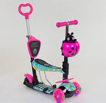 Самокат триколісний 5в1 з батьківською ручкою Best Scooter 26901 абстракція