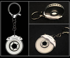 Брелок для ключів з гербом Porsche Brake-disc Keyring, white / silver, артикул WAP0303050L