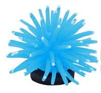 Декор для аквариума "Искусственный еж" голубой - диаметр 4,5см, силикон