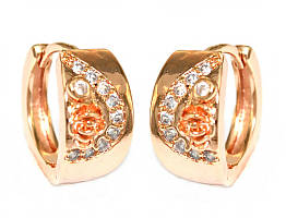 Сережки TSATSA. Позолота ЧВ. Камені: білий циркон. Довжина: 15 мм. Ширина: 8 мм.