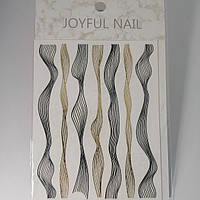 Лента для дизайна ногтей 3D JoyFul Nail чёрно-золотая