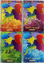 Блокнот А5, бічна пружина, 100 листів офсет, клітка, крейдована обкладинка м'яка "Серія Плями" KNZ, фото 3