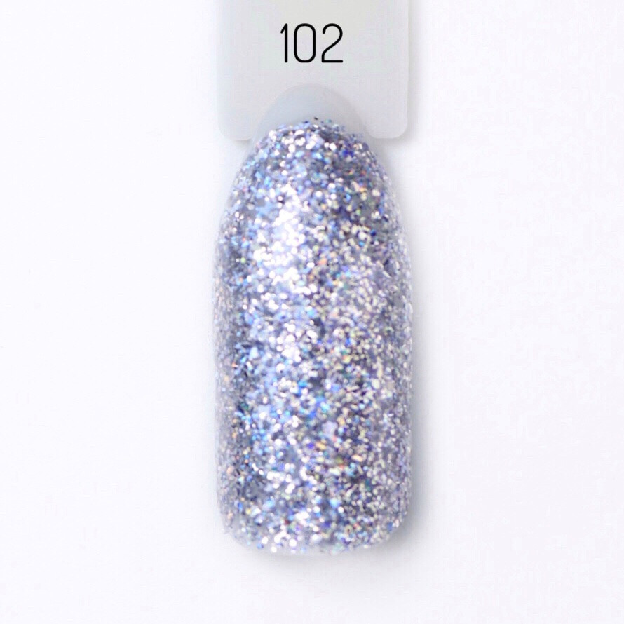 Гель-лак для нігтів Bravo №102 Діамантовий сріблястий голографічний Diamond silver holographic 10мл