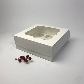 Коробка для капкейків (9 шт), 250*250*90 мм, з вікном, біла