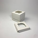 Коробка для капкейків (1 шт), 100*100*90 мм, з вікном, біла, фото 2