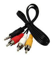 Кабель 3.5 jack-3 RCA Premium довжина 1.5 метра Чорний