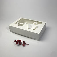 Коробка для эклеров, 250*170*60 мм, с окном "Бабочка", белая