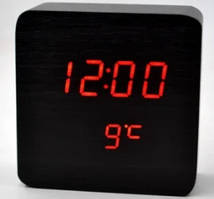 Годинник настільний у вигляді дерев'яного бруска VST-872-1 Чорний