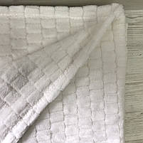 Покривало на диван біле, плед покривало на ліжко з мікрофібри, плед євро на диван Молочний (P-F3-1-2), фото 7