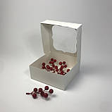 Коробка для зефіру, 150*150*60 мм, з вікном, біла, фото 3