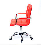Крісло з підлокітниками Августо Augusto-ARM CH - Office червона екокожа на коліщатках, хром, фото 4