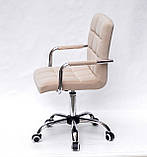Крісло з підлокітниками Августо Augusto-ARM CH - Office бежевий оксамит на коліщатках, хром, фото 4