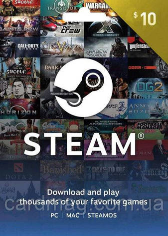 Електронний ключ (Подарункова карта) Стім Steam Gift Card на суму 10 usd, (Регіон Україна), фото 1