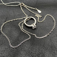 Срібне кольє кільце Куб Циркон Білий Довжина кольє 40 см