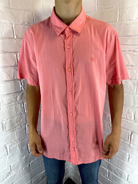 Сорочка чоловіча Welldone 17 з коротким рукавом коралова XL-4XL