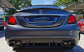 Дифузор з насадками Mercedes W205 (2019+) стиль C63 AMG (чорний)