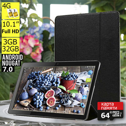Планшет - телефон з 3GB RAM - MT104 - 4G IPS 10" + Карта пам'яті 64GB та Чохол-книжка у подарунок!, фото 1